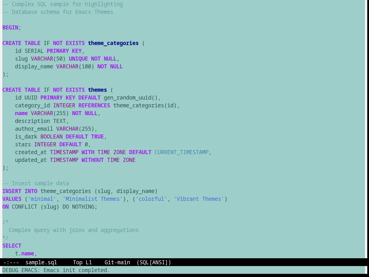 Marine Theme in sql-mode