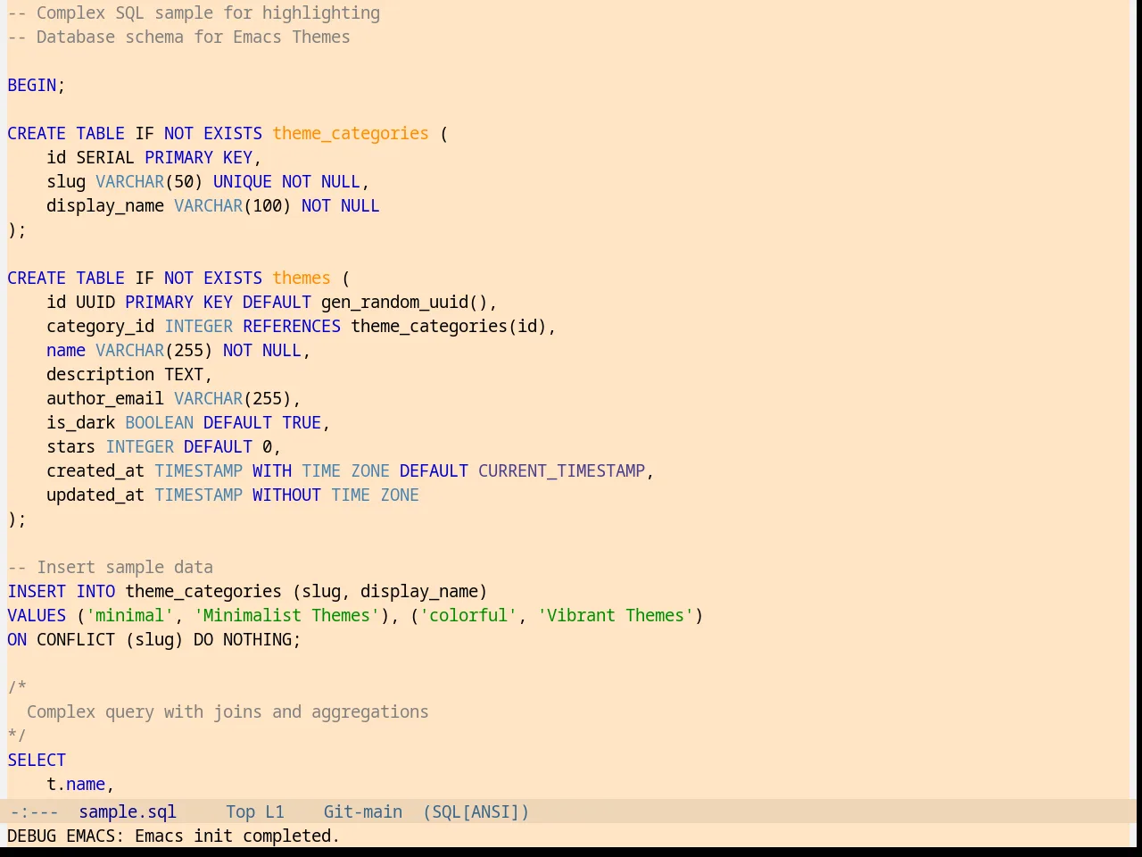 Marquardt Theme in sql-mode