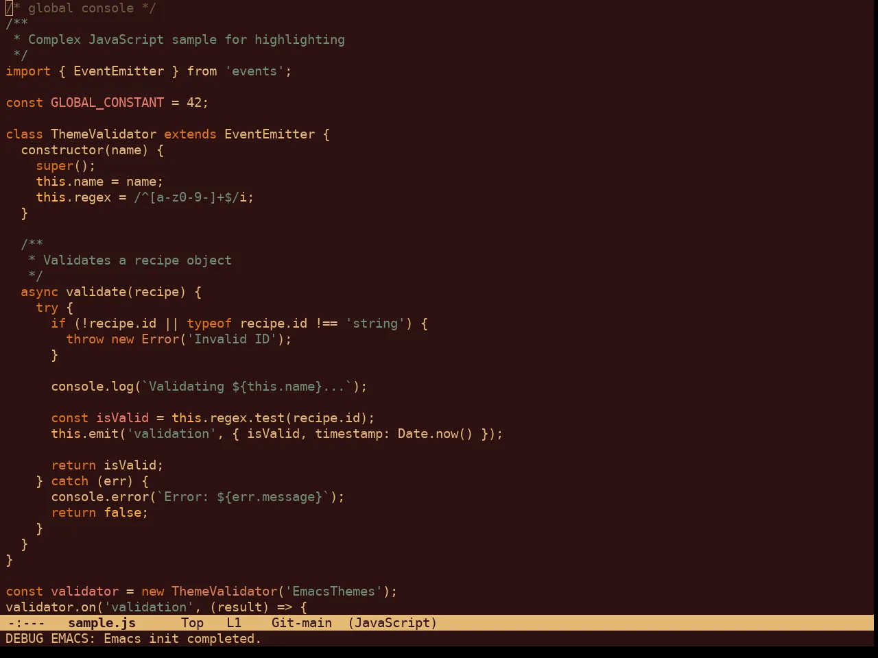 Marron Gold Theme in javascript-mode