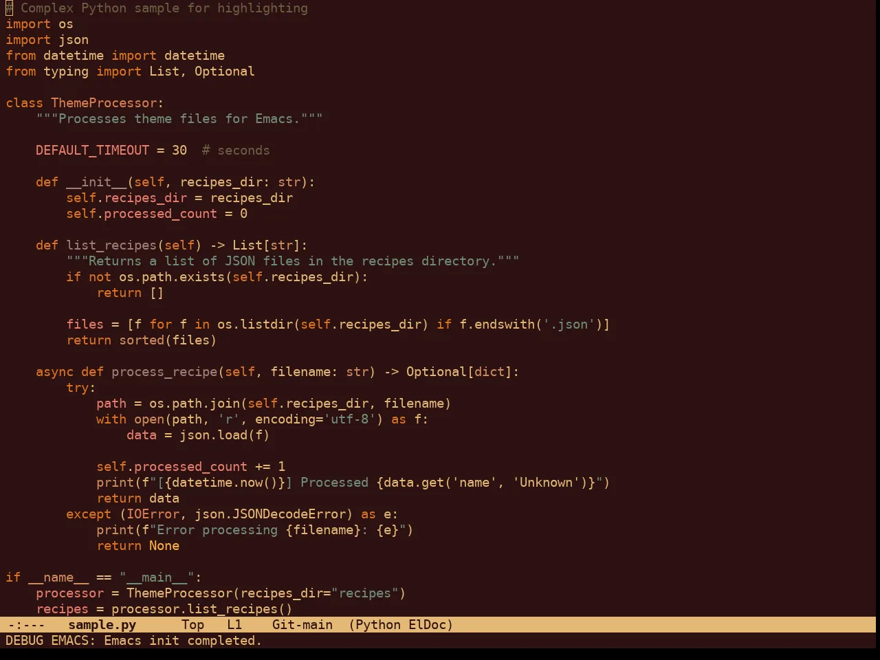 Marron Gold Theme in python-mode