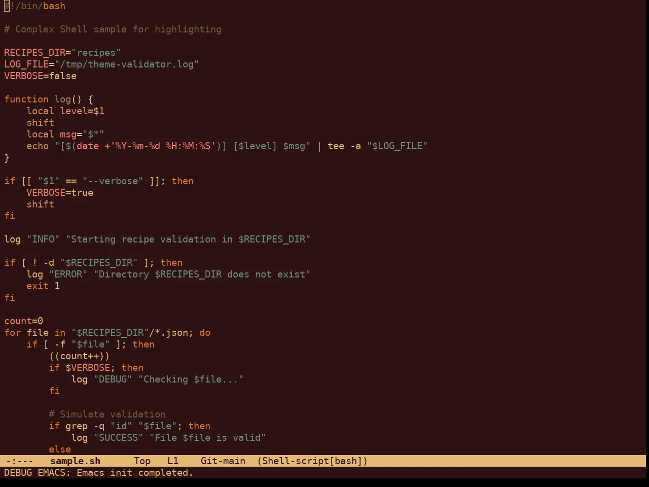 Marron Gold Theme in sh-mode