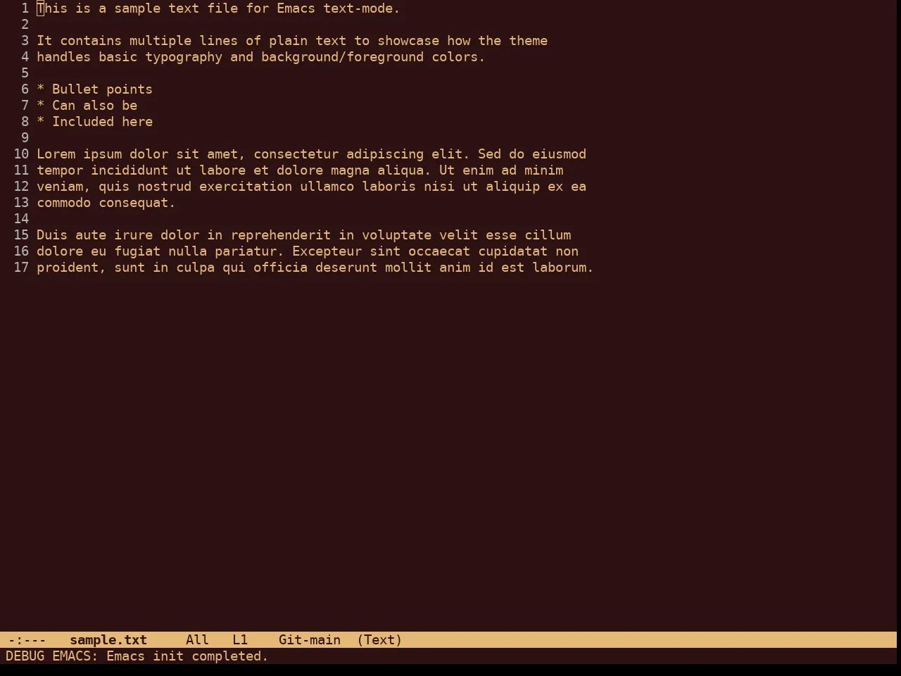 Marron Gold Theme in text-mode