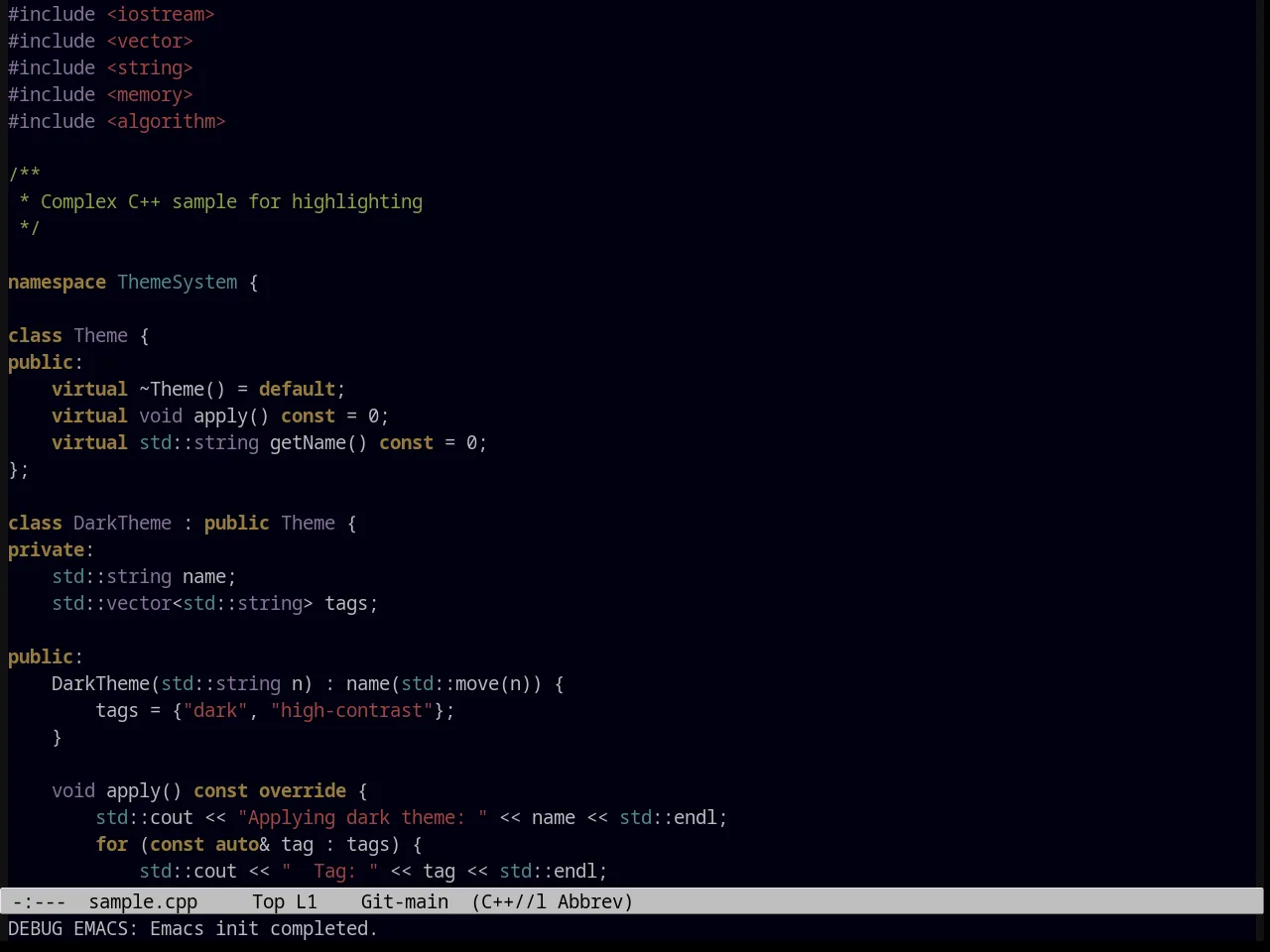 Masked Theme in c++-mode