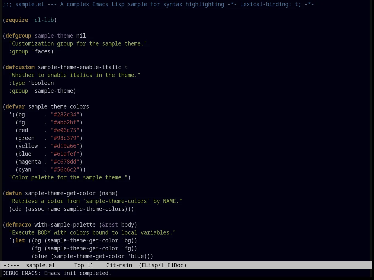 Masked Theme in emacs-lisp-mode