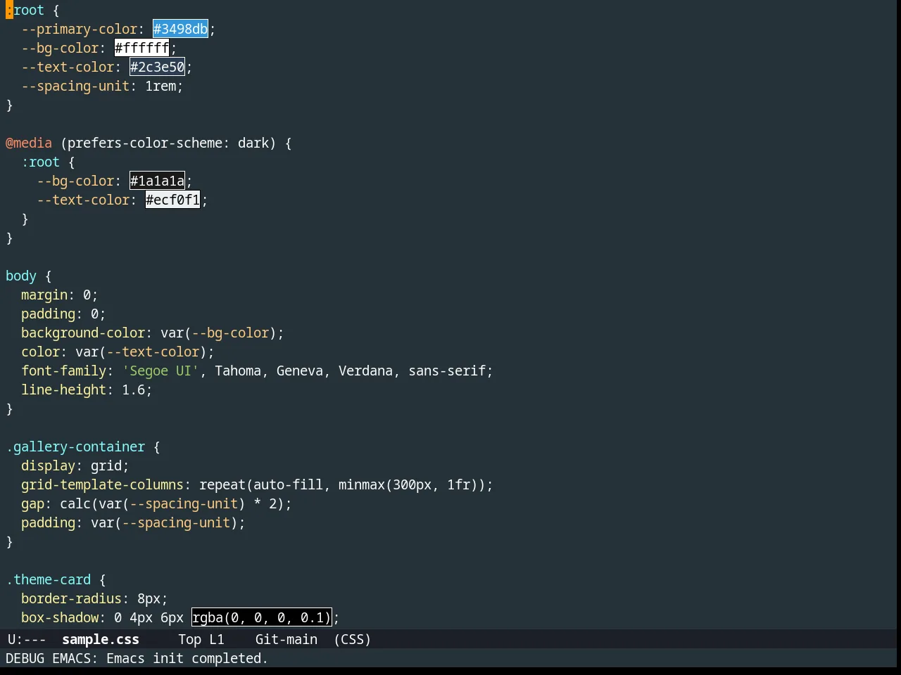 Material Theme in css-mode