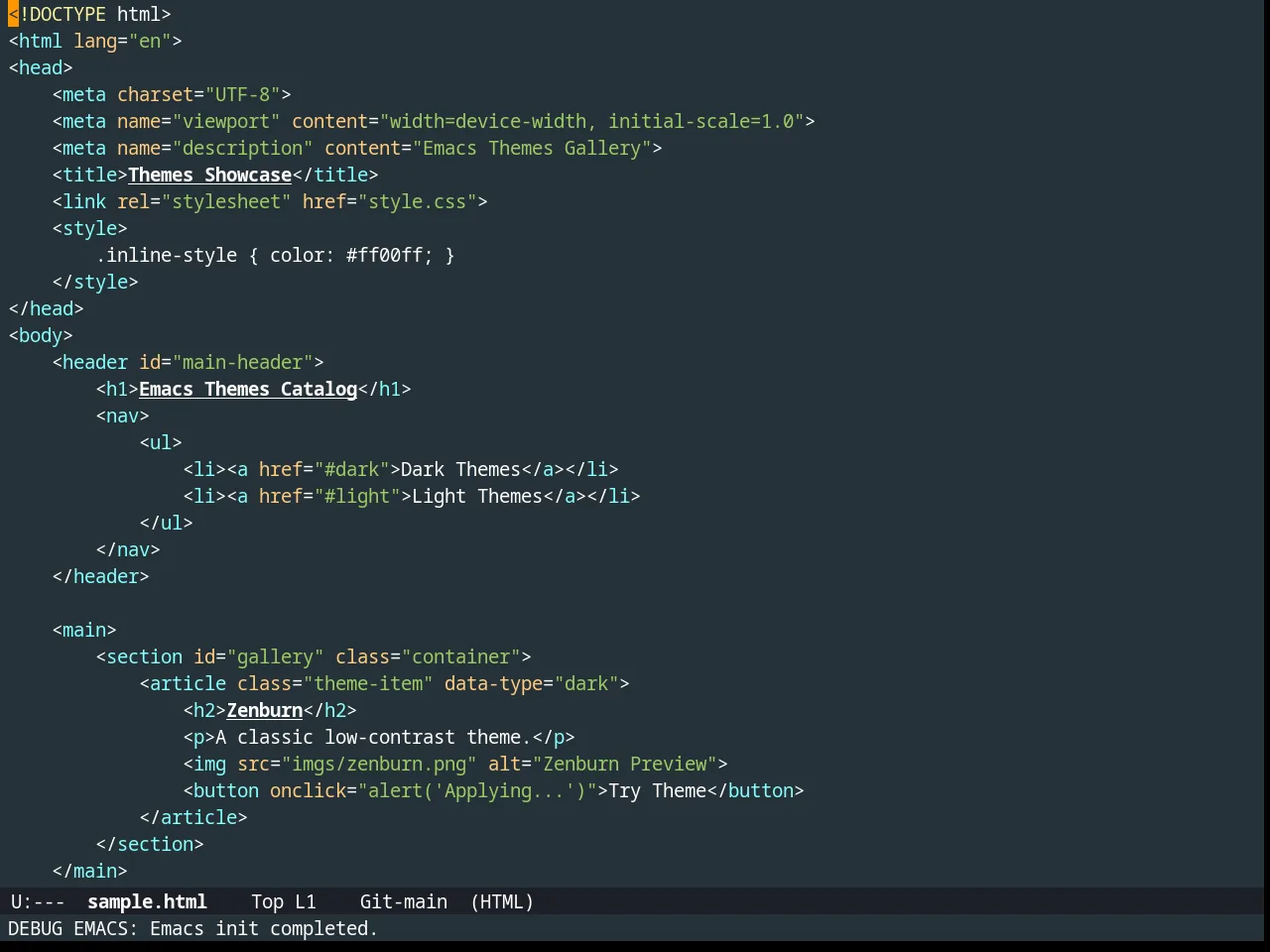 Material Theme in html-mode