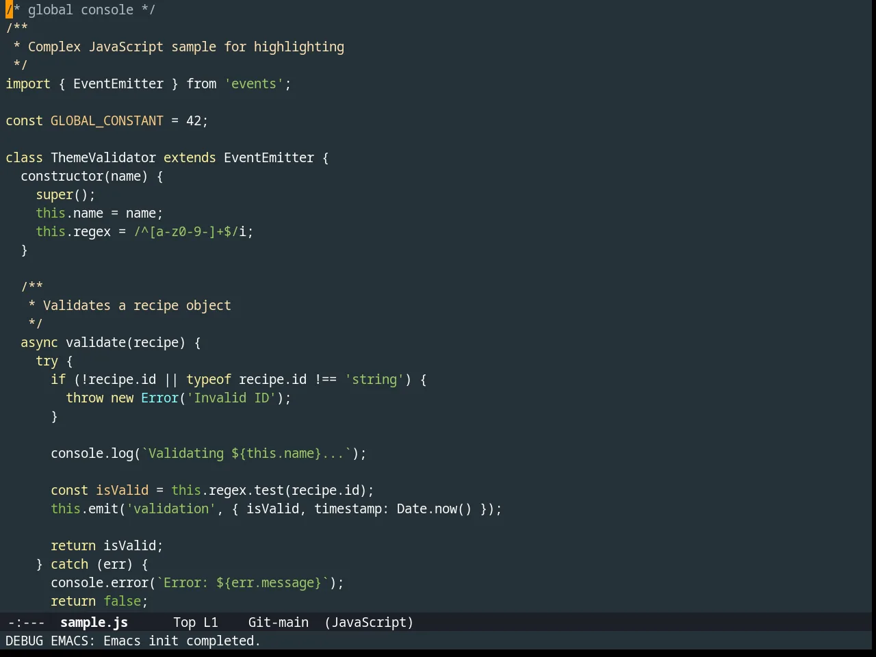 Material Theme in javascript-mode