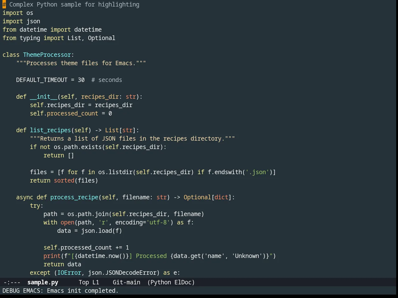Material Theme in python-mode