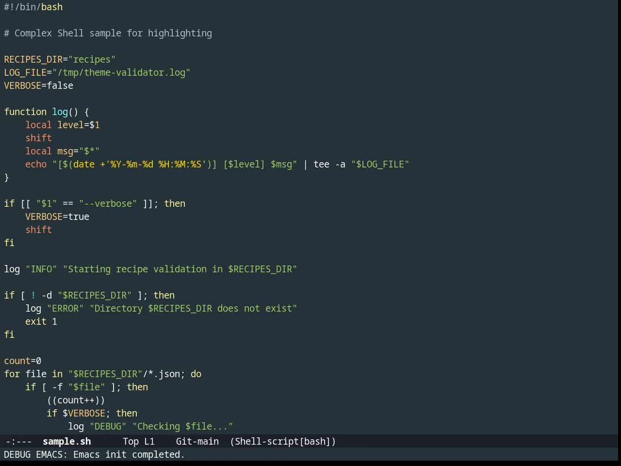 Material Theme in sh-mode