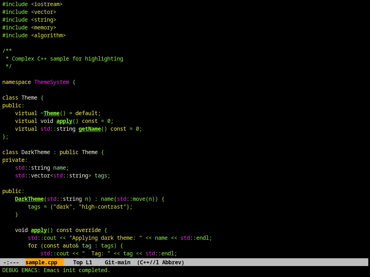 Matrix Theme in c++-mode