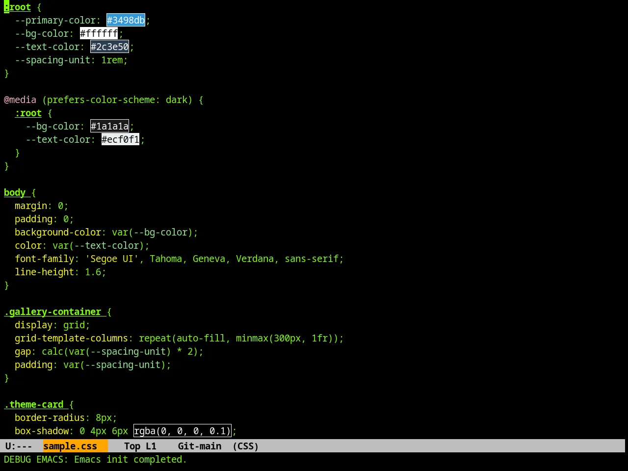 Matrix Theme in css-mode