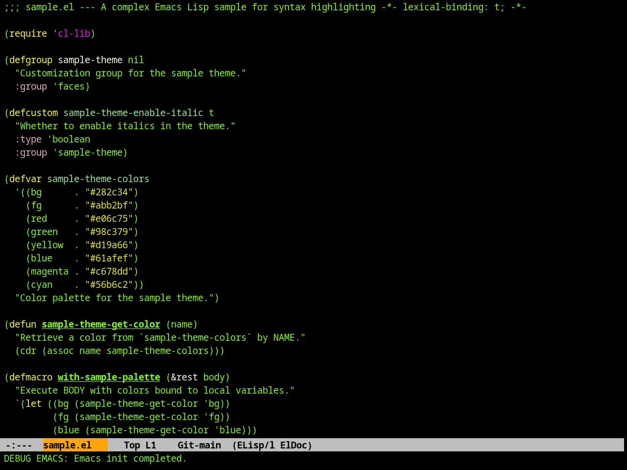 Matrix Theme in emacs-lisp-mode