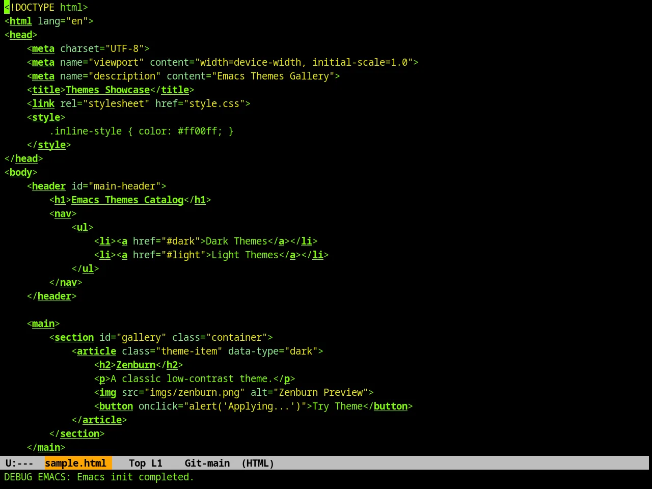 Matrix Theme in html-mode
