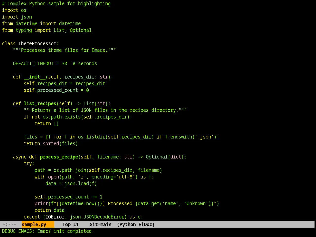 Matrix Theme in python-mode