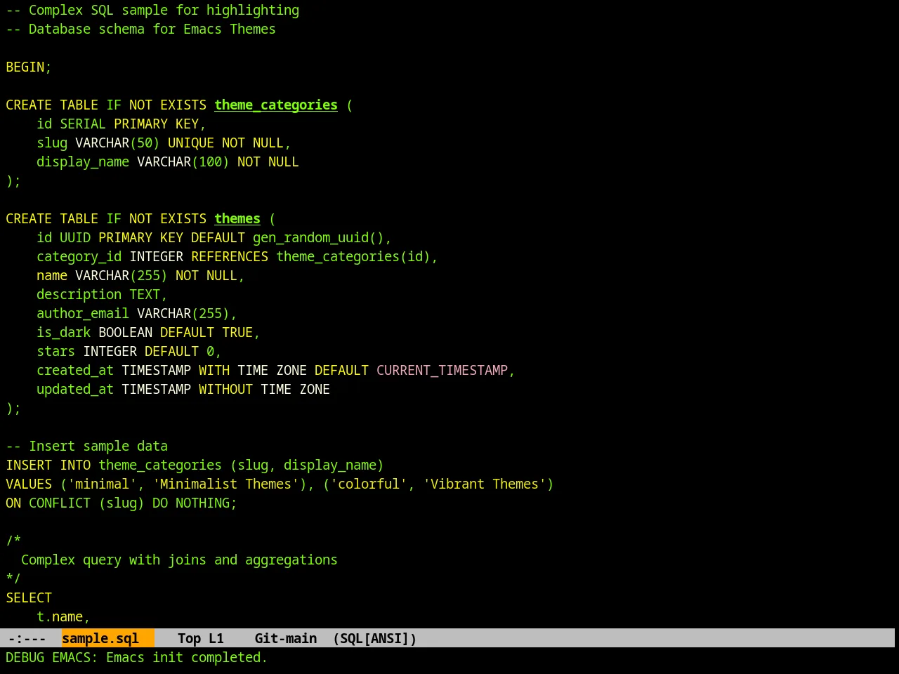 Matrix Theme in sql-mode