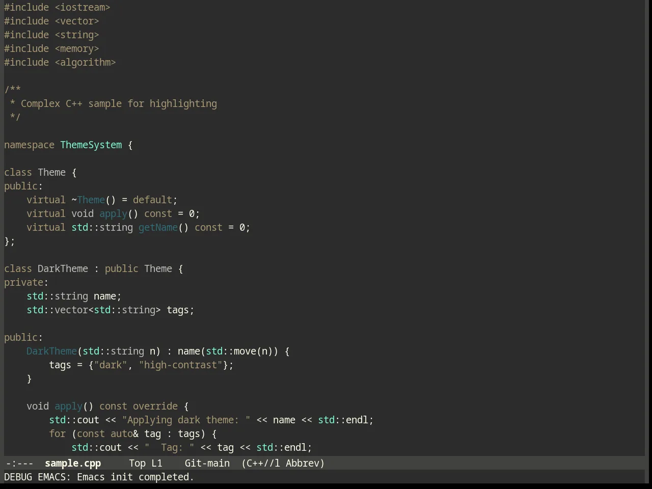 MBO 70's Theme in c++-mode