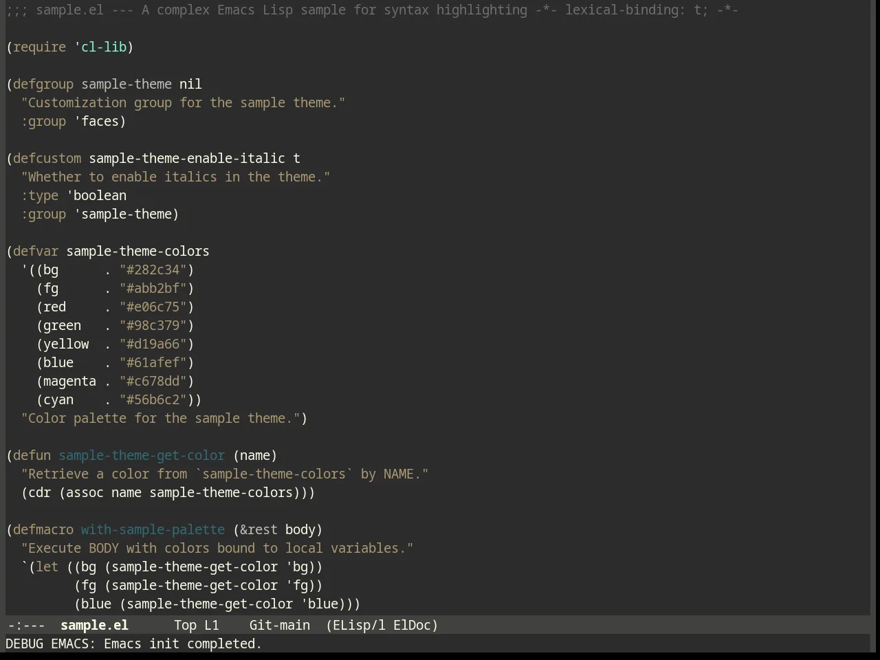 MBO 70's Theme in emacs-lisp-mode