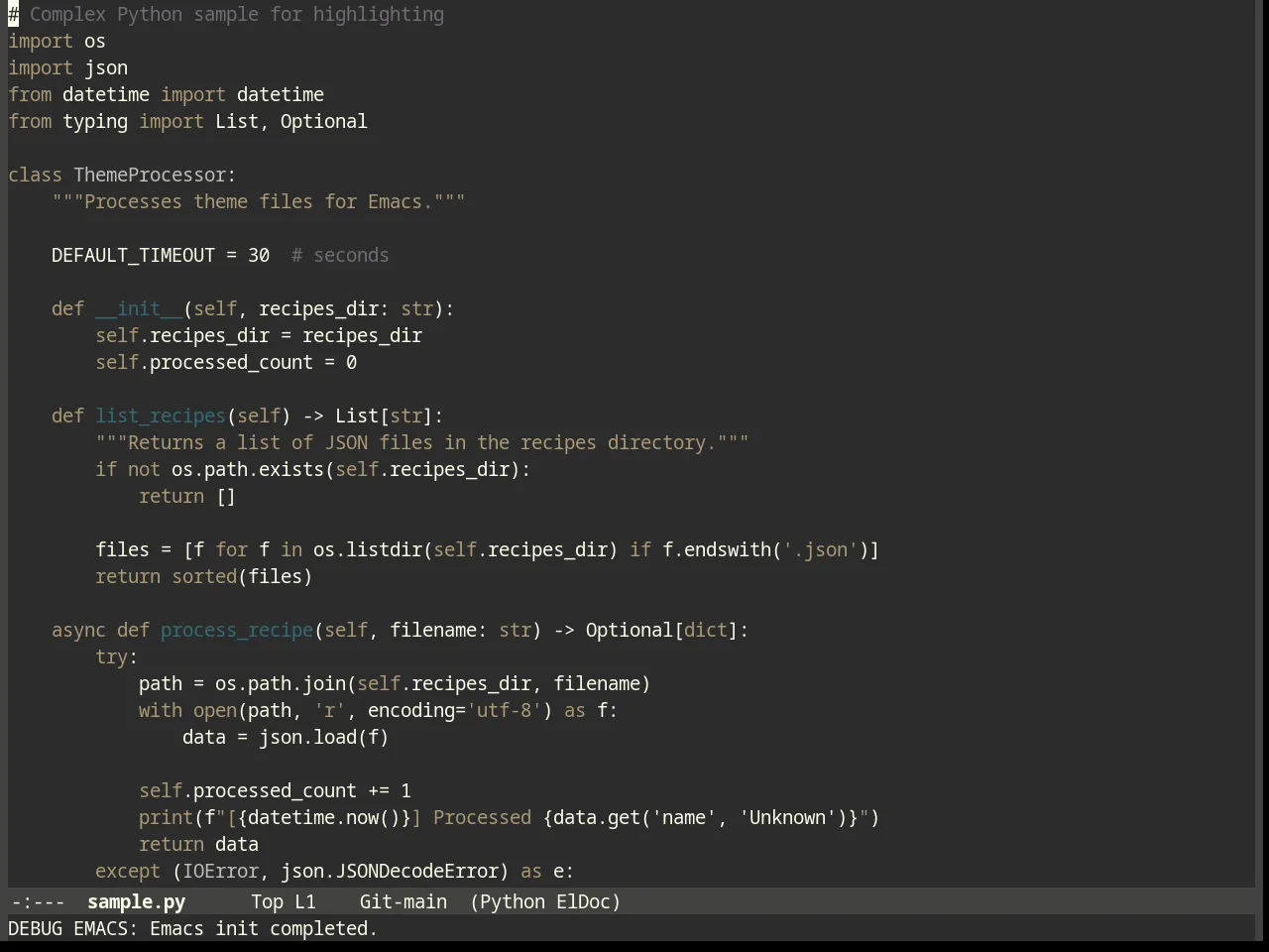 MBO 70's Theme in python-mode