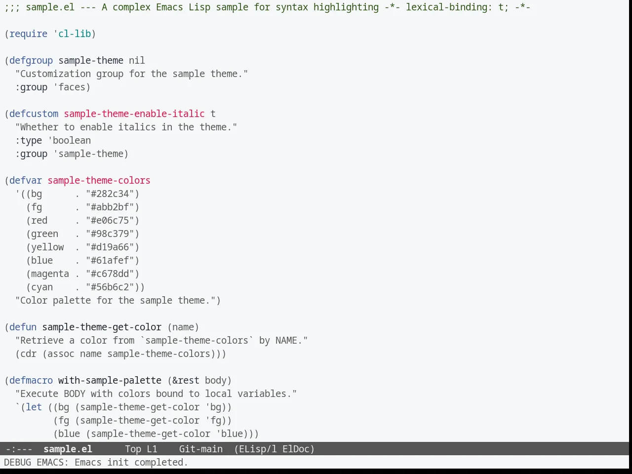 McCarthy Theme in emacs-lisp-mode