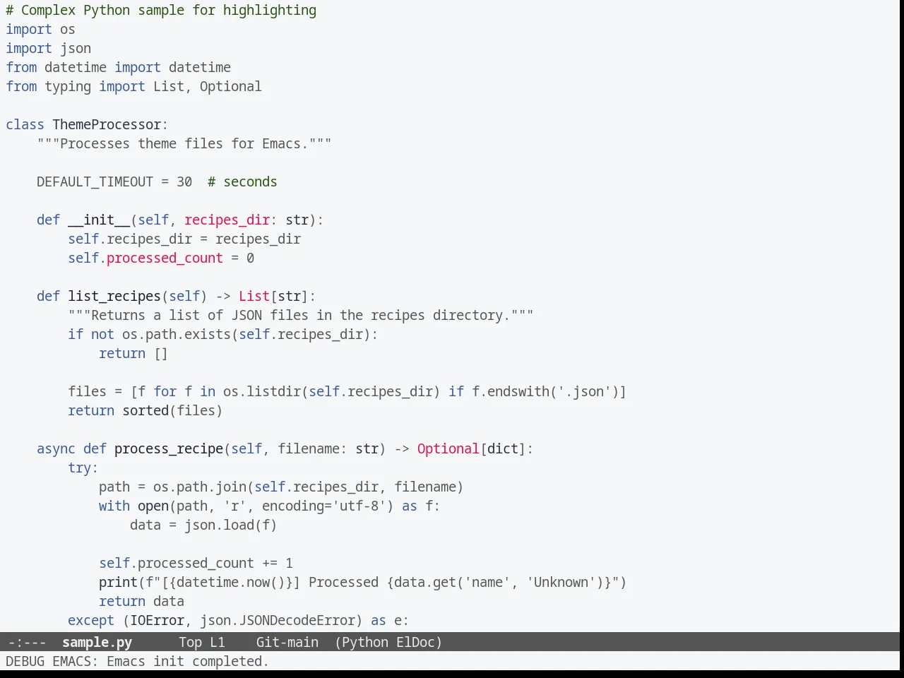 McCarthy Theme in python-mode