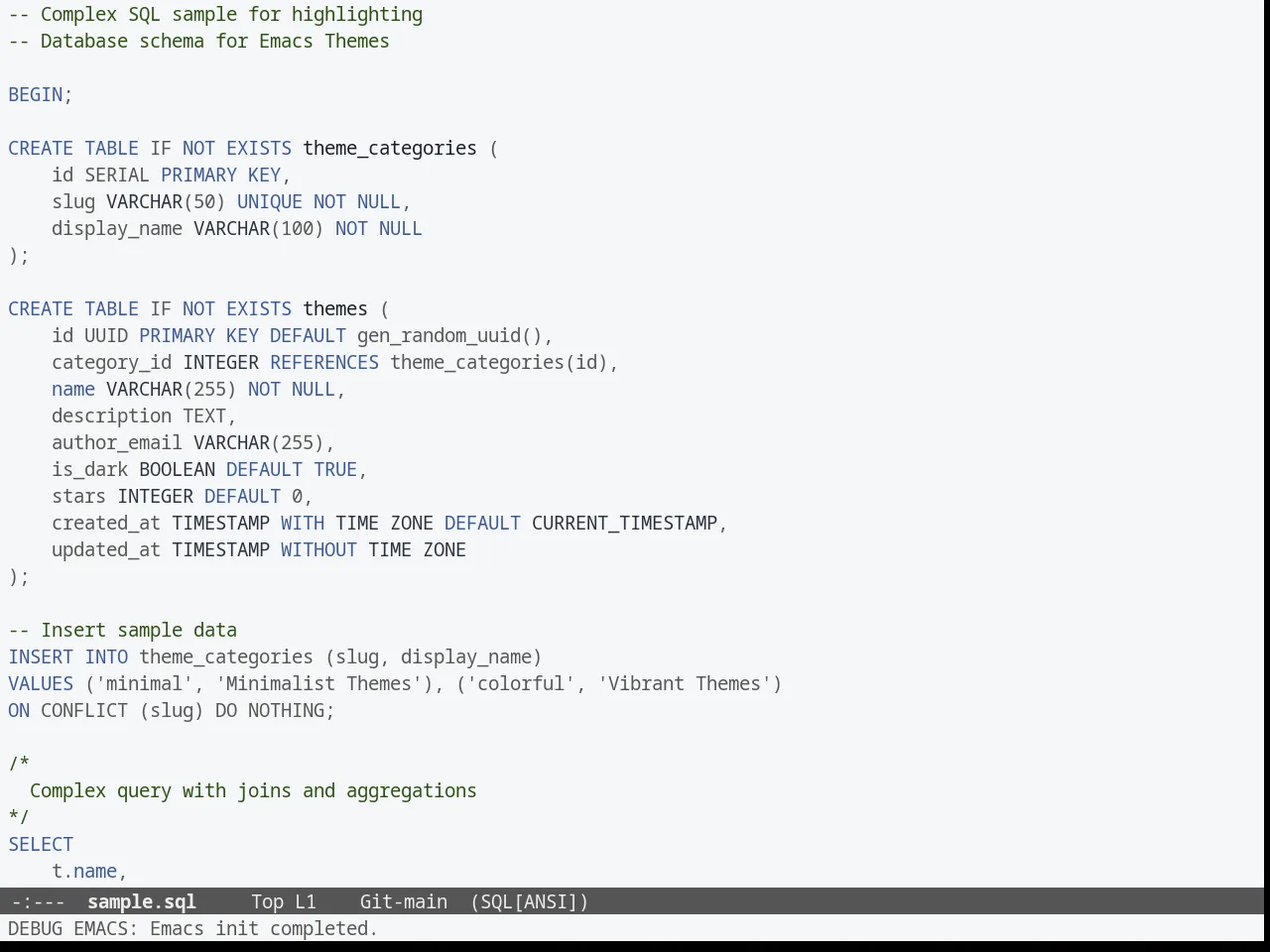 McCarthy Theme in sql-mode