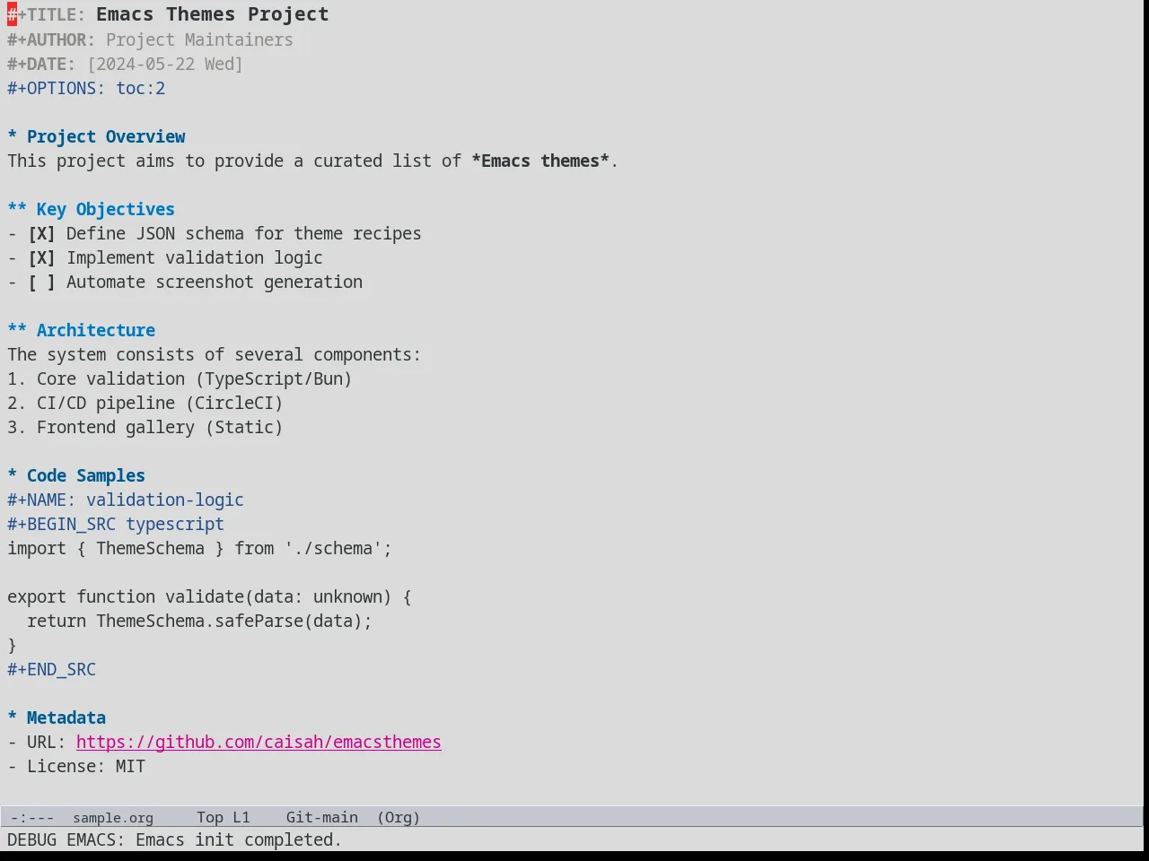 Meacupla Theme in org-mode
