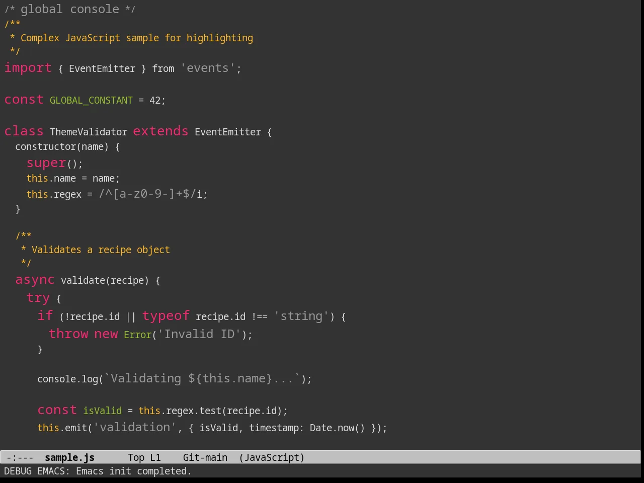 Melancholy Theme in javascript-mode