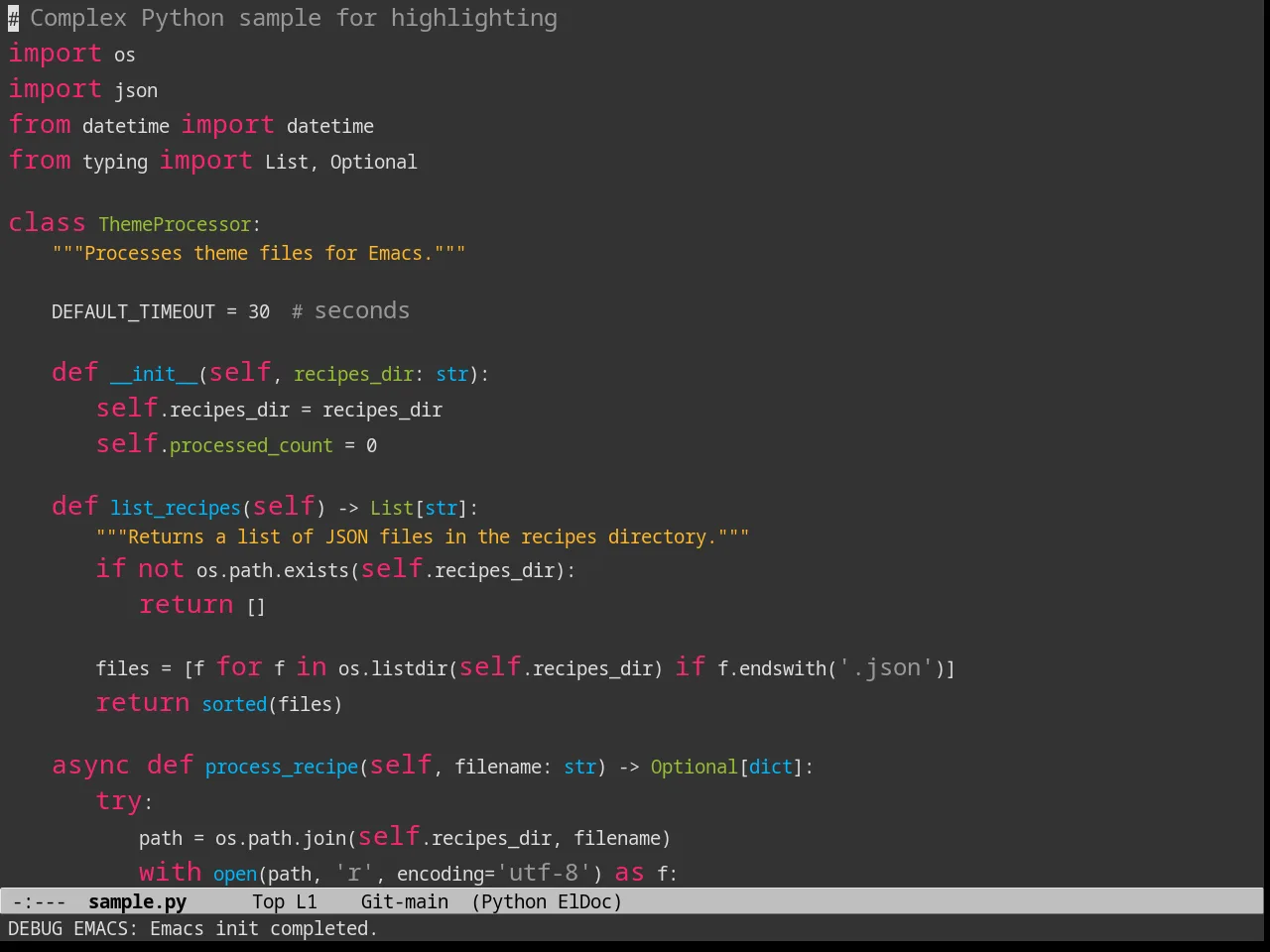 Melancholy Theme in python-mode