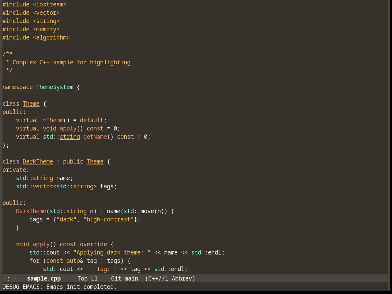 Mellow Theme in c++-mode