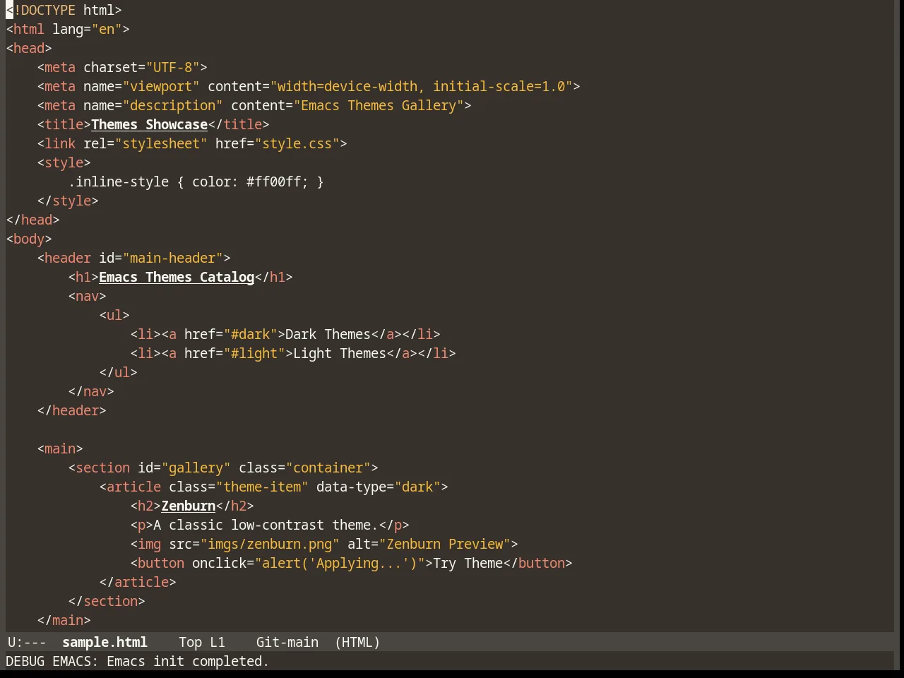 Mellow Theme in html-mode