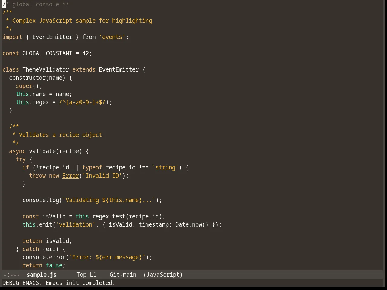 Mellow Theme in javascript-mode