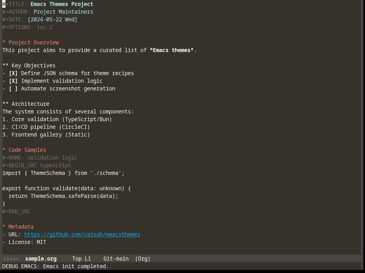 Mellow Theme in org-mode