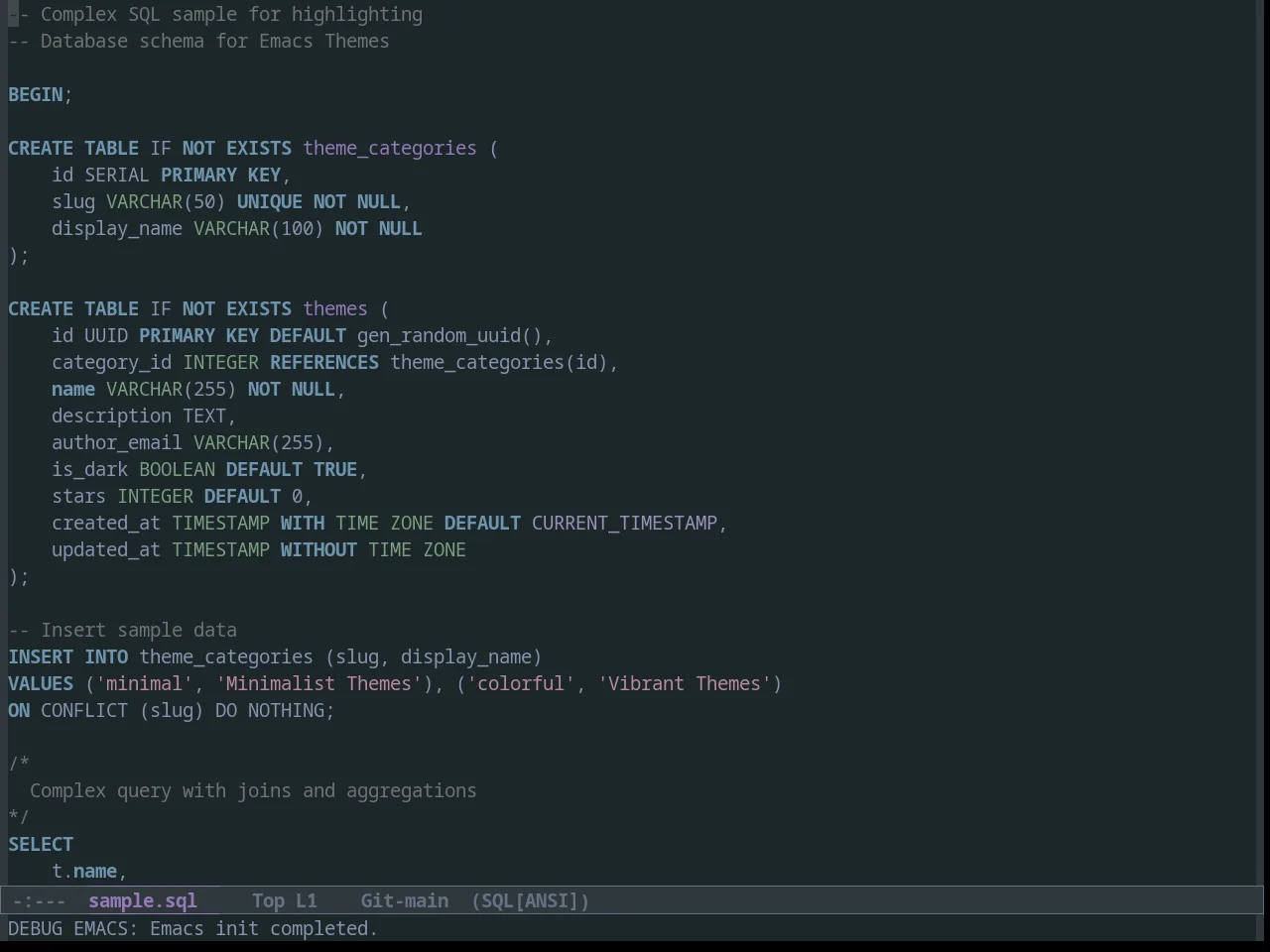 MetalHeart Theme in sql-mode