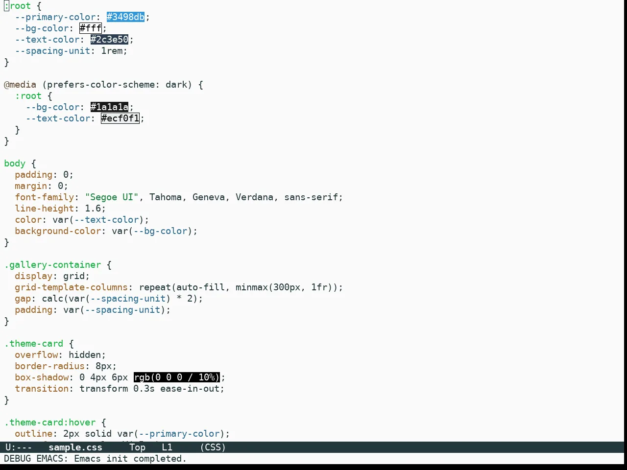 Metropolis Light Theme in css-mode