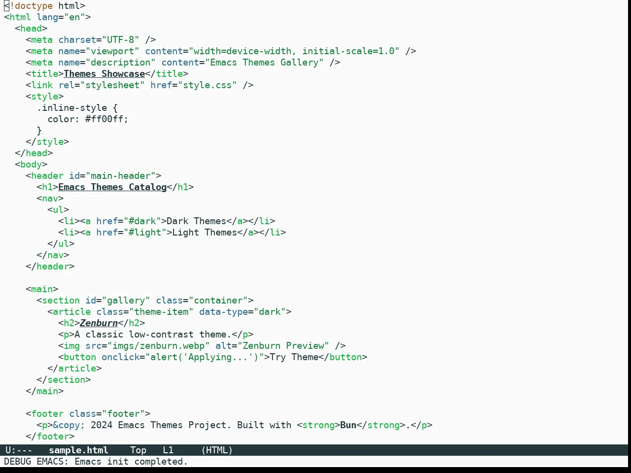 Metropolis Light Theme in html-mode