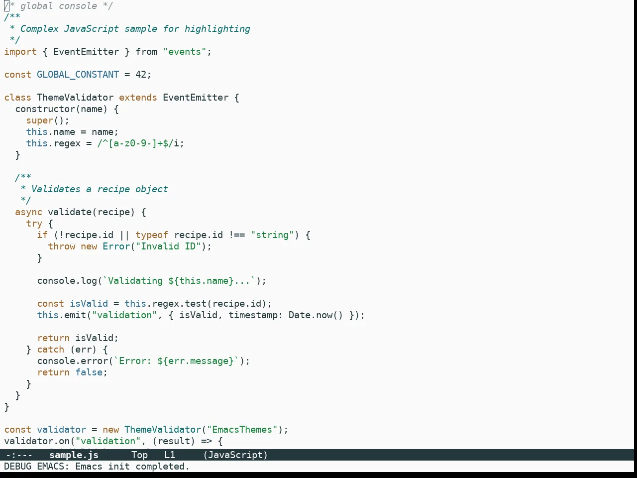 Metropolis Light Theme in javascript-mode