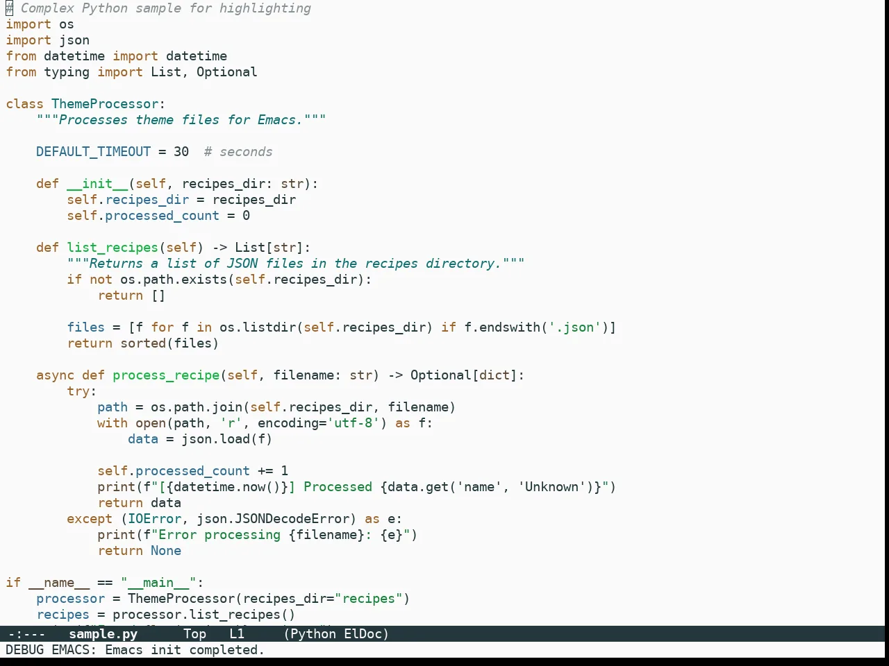 Metropolis Light Theme in python-mode