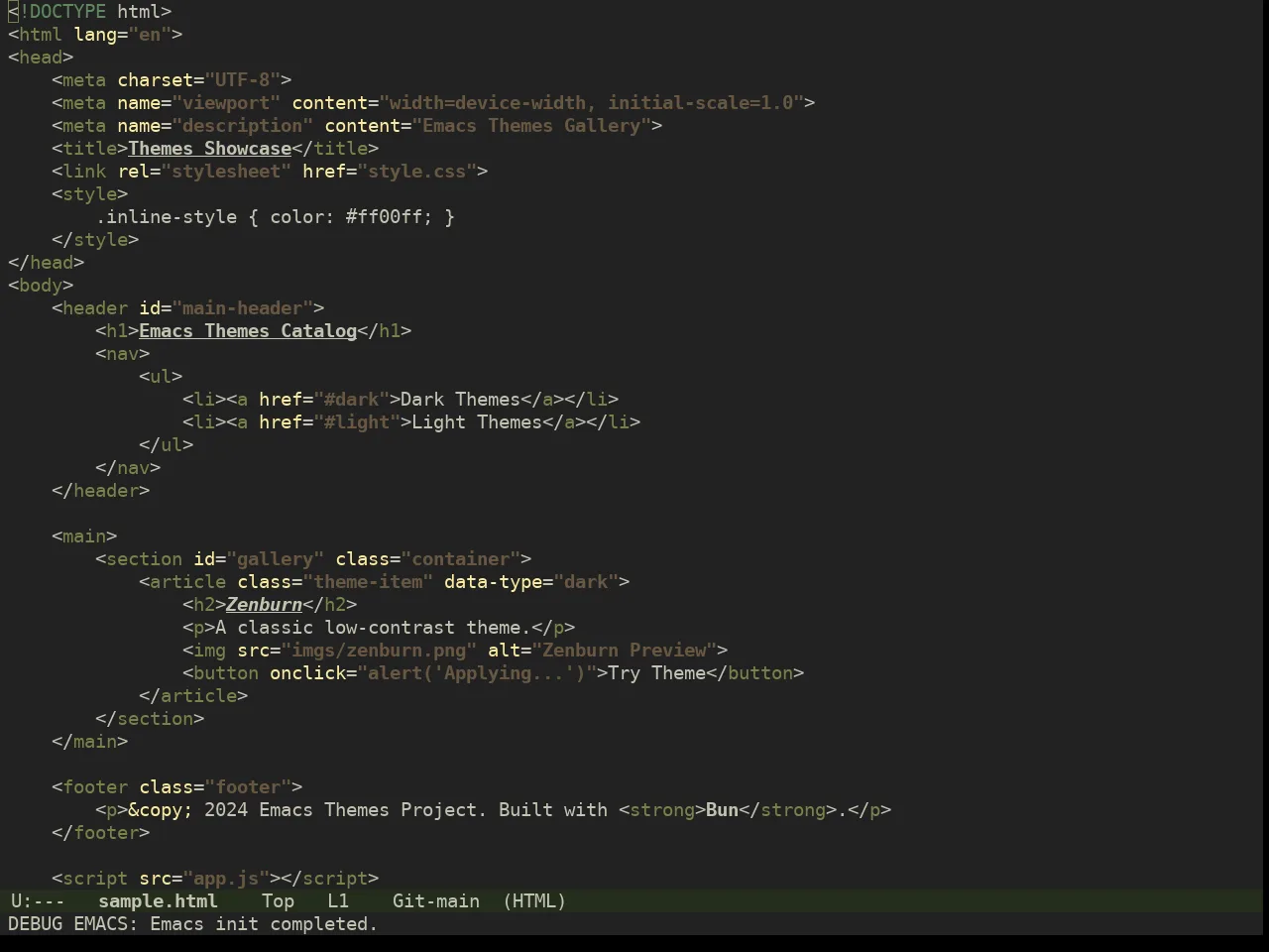Miasma Theme in html-mode
