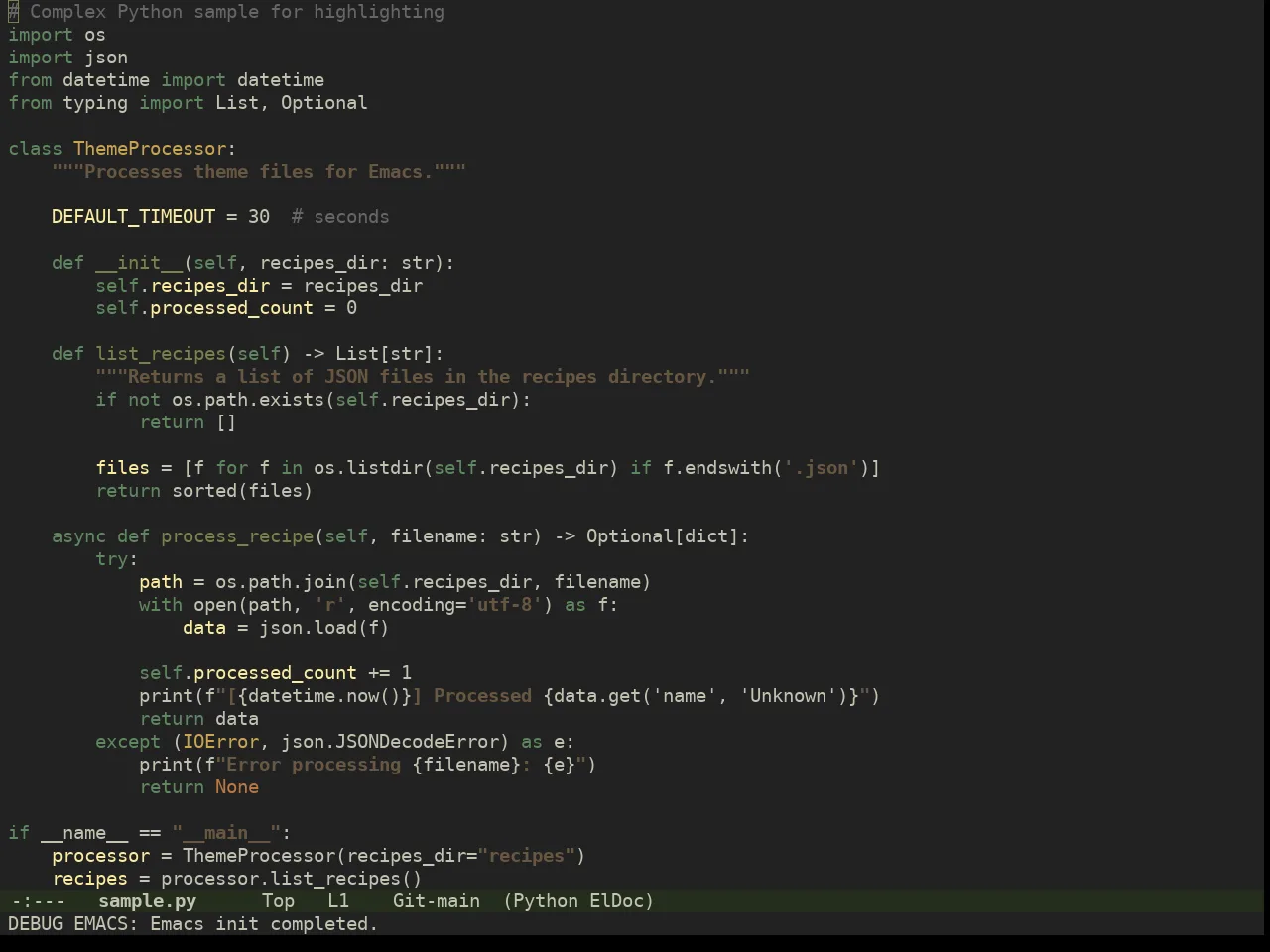 Miasma Theme in python-mode