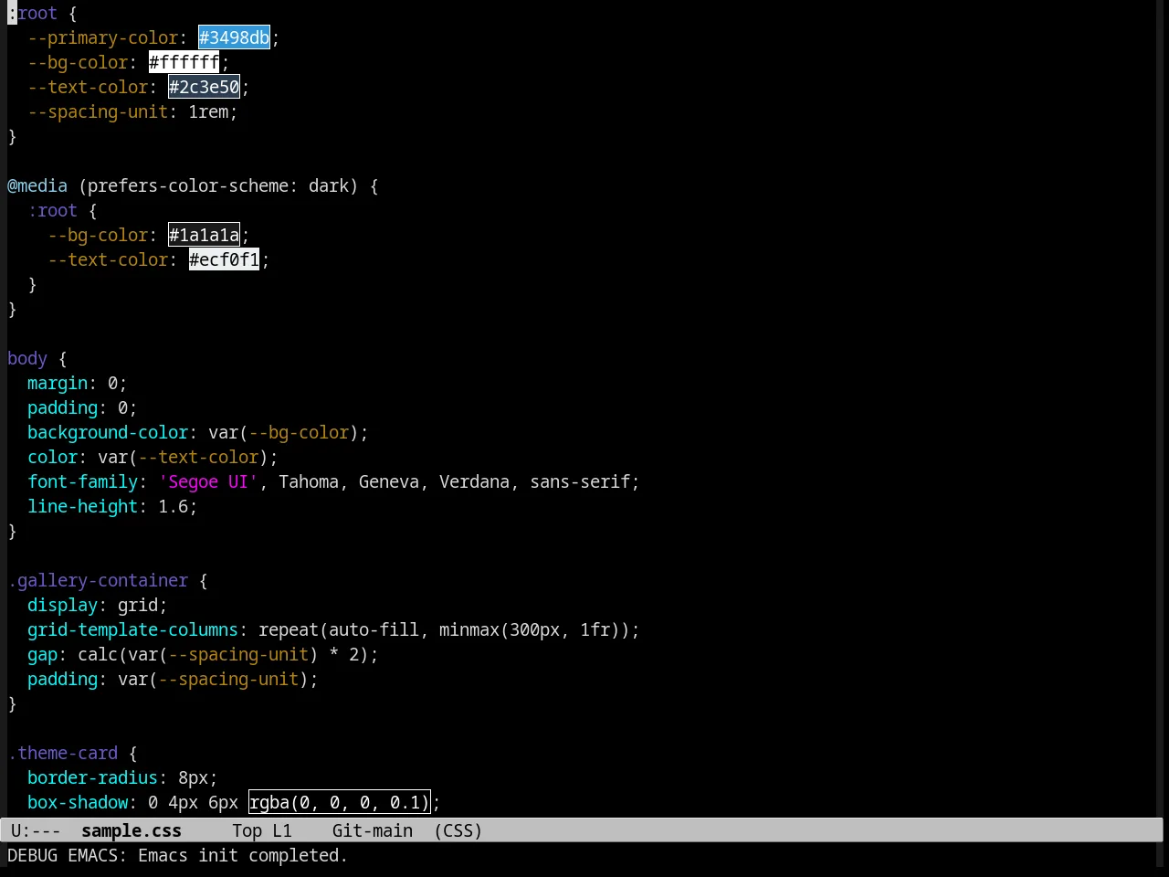Midnight Theme in css-mode