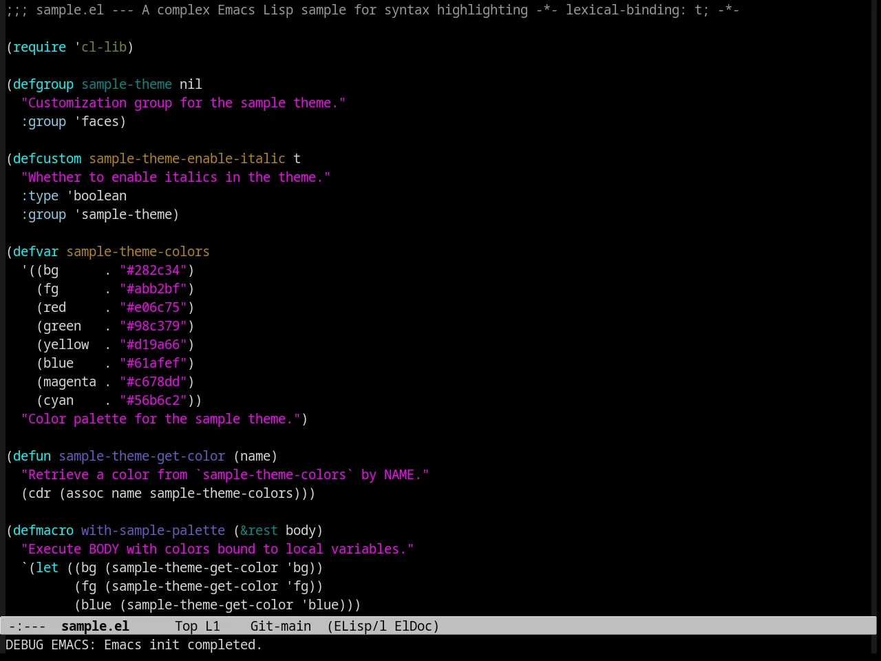 Midnight Theme in emacs-lisp-mode