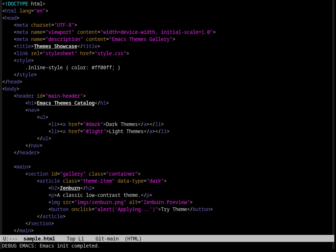 Midnight Theme in html-mode