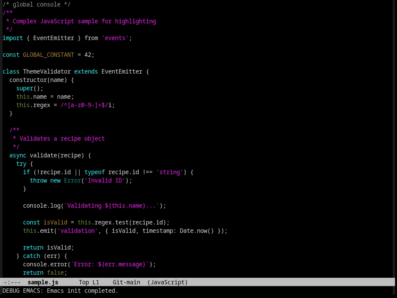 Midnight Theme in javascript-mode