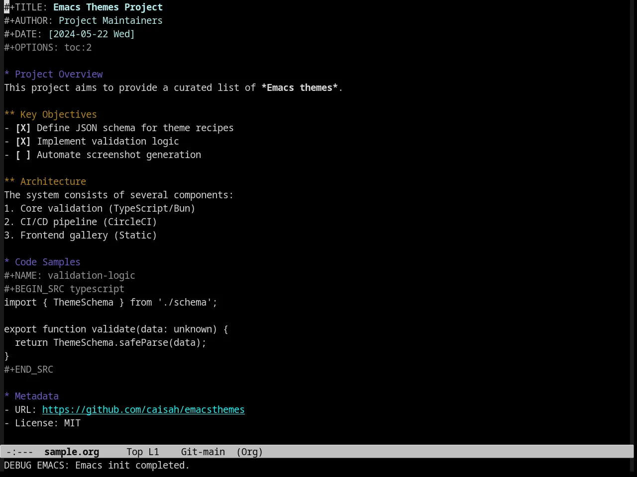 Midnight Theme in org-mode