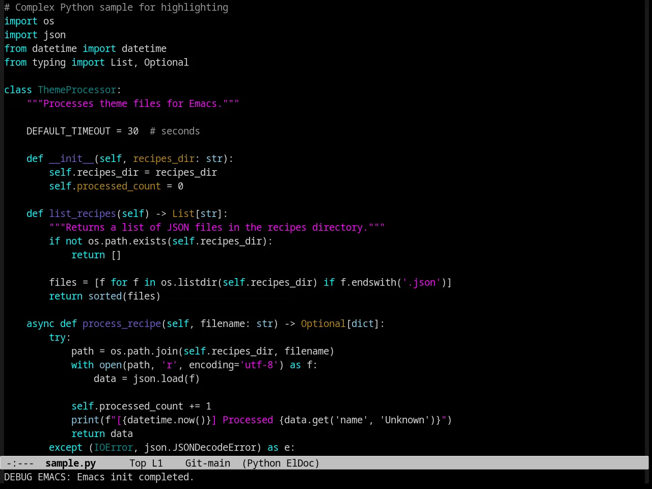 Midnight Theme in python-mode