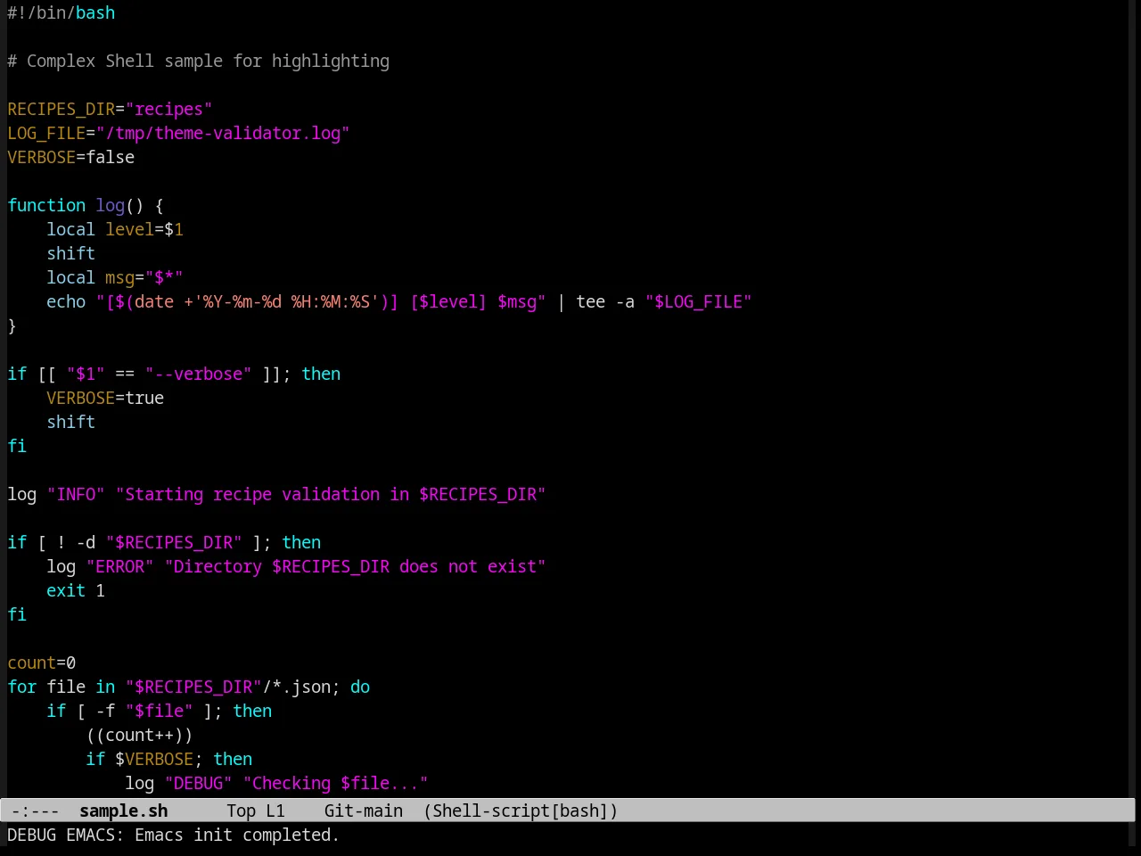 Midnight Theme in sh-mode
