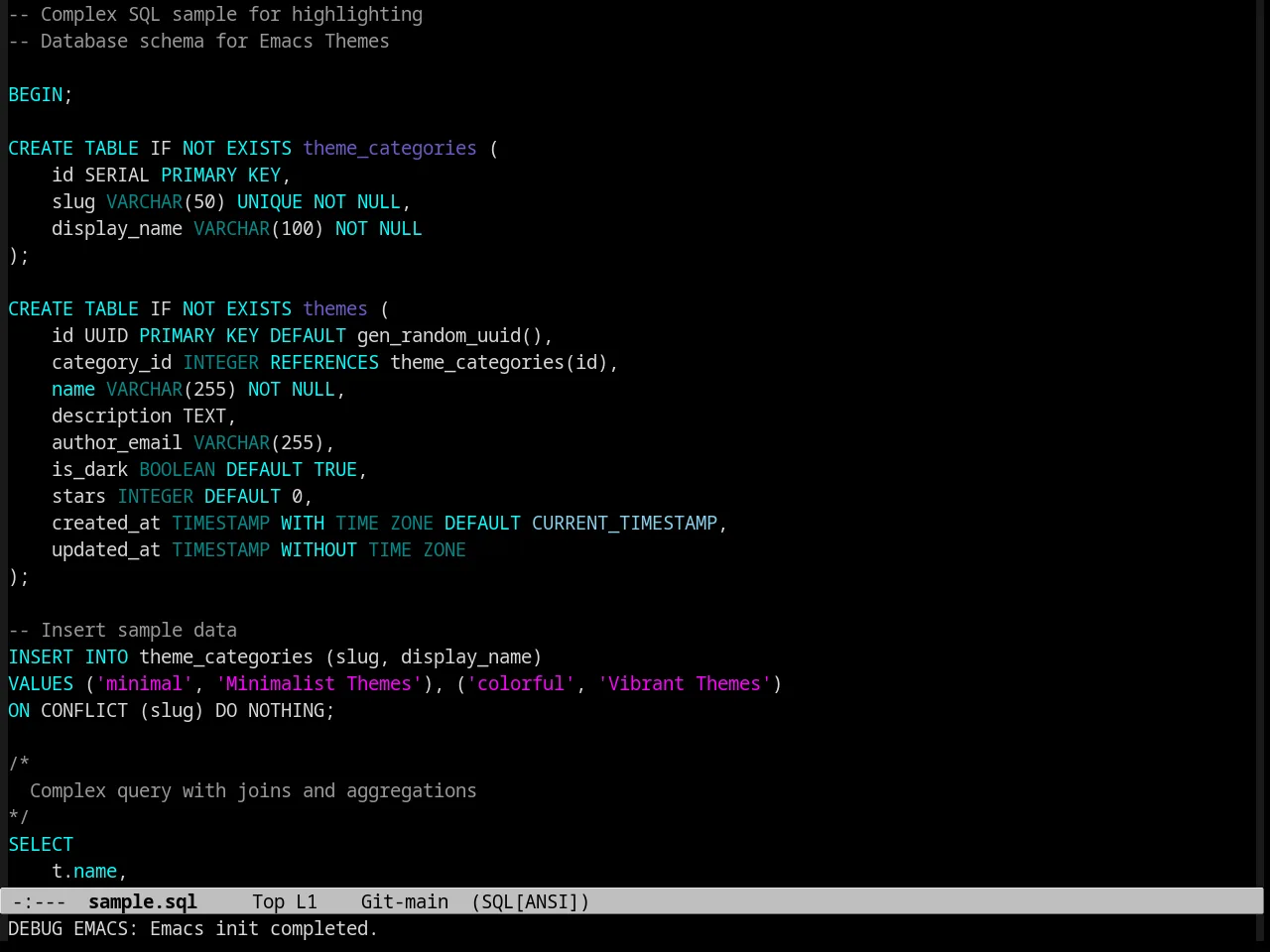 Midnight Theme in sql-mode