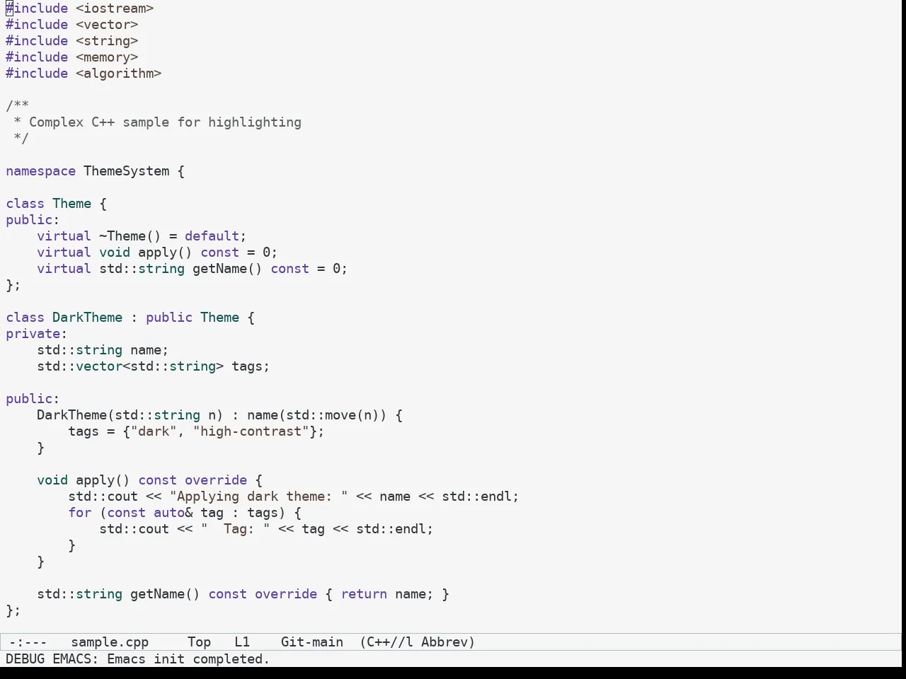 Mindre Theme in c++-mode