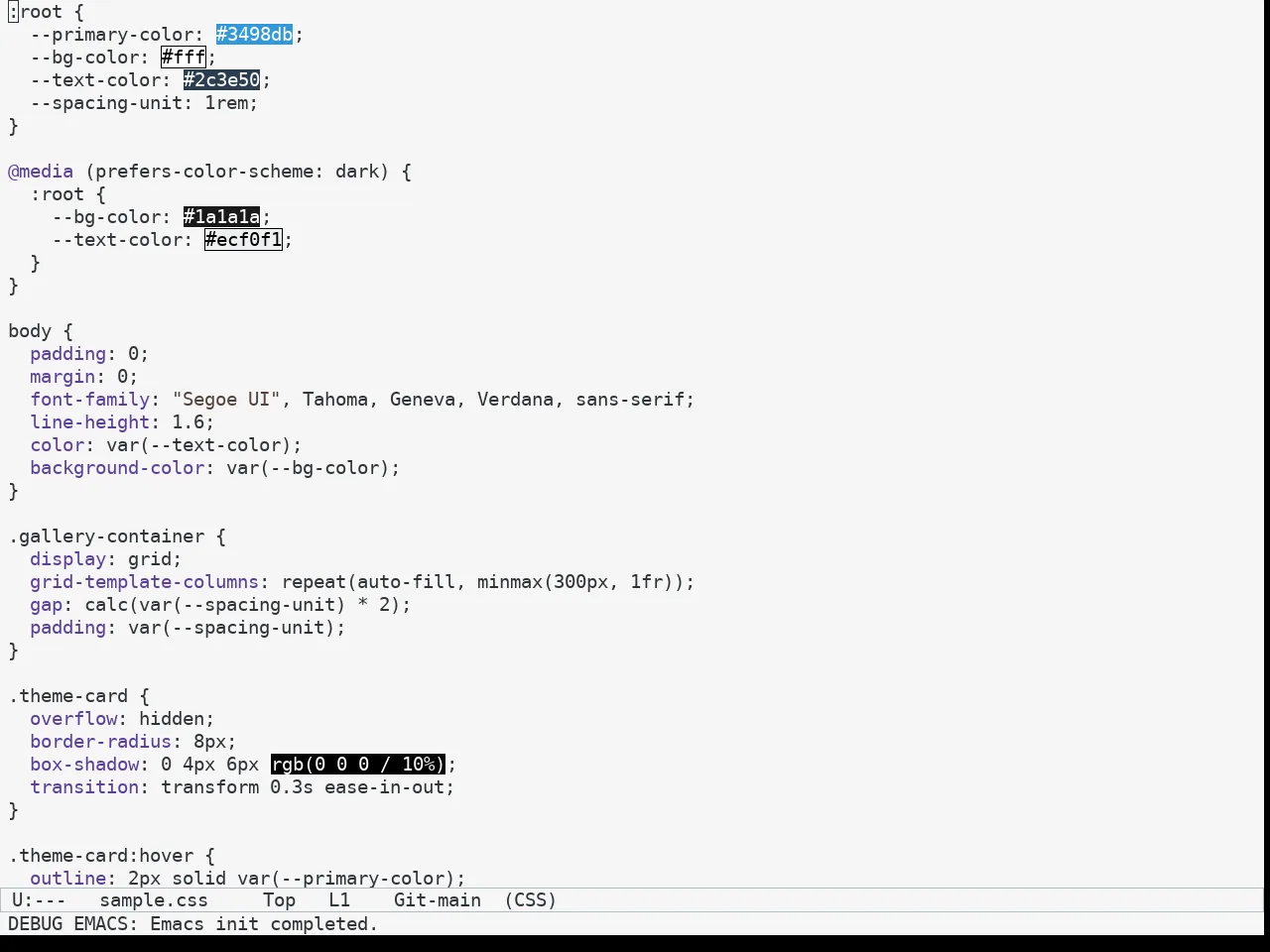 Mindre Theme in css-mode