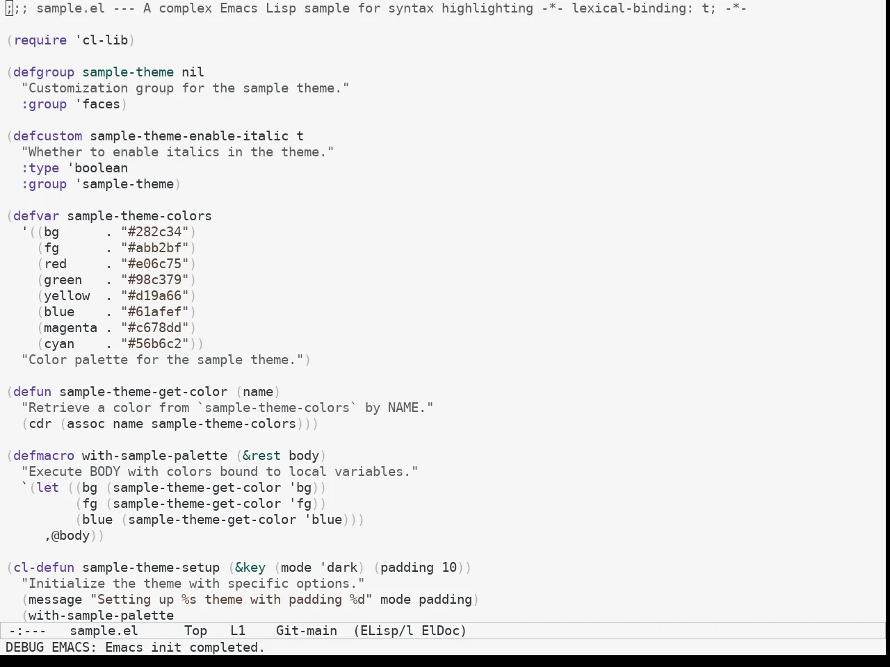 Mindre Theme in emacs-lisp-mode